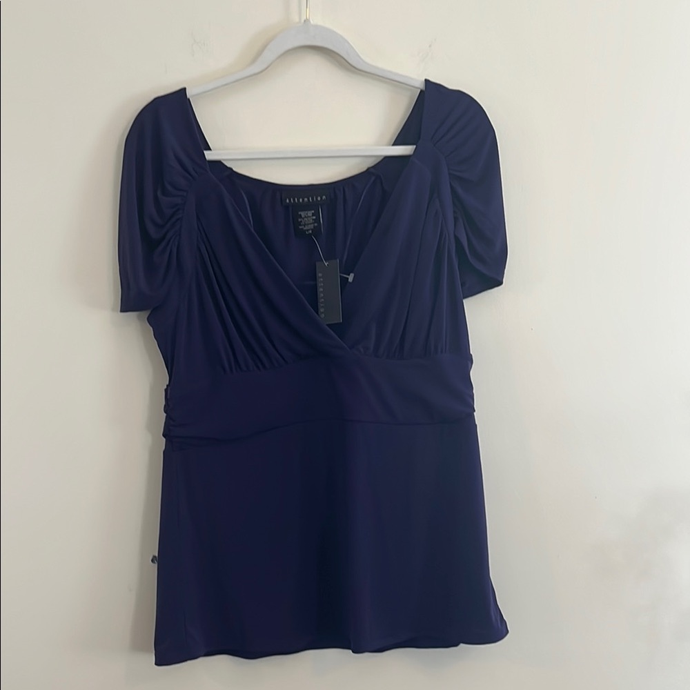 Vintage Attention Babydoll Top Surplice Purple Y2k‎ 2000s NWT L Casual 2010s